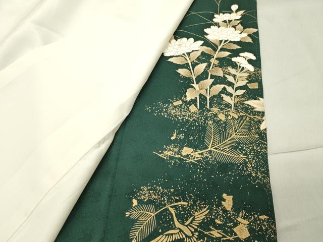 平和屋着物●豪華色留袖　作家物　駒刺繍　飛鶴牡丹花文　金彩　正絹　逸品　CABB0050gh