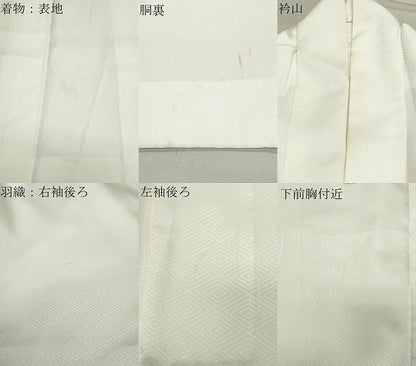 平和屋着物●男性　色紋付　羽織セット　菱地紋　洗える着物　CABB0053gh