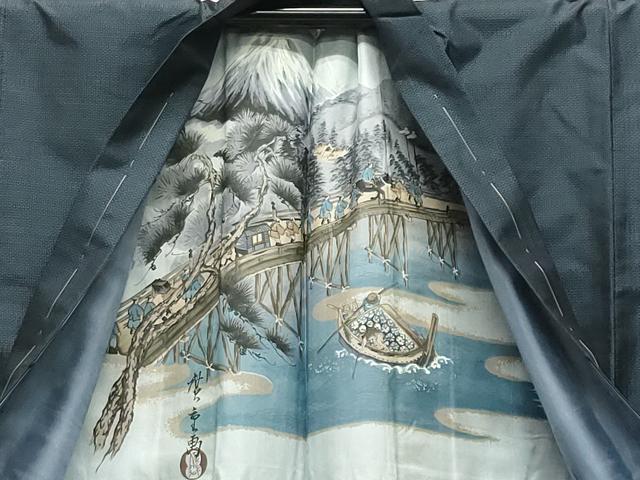 平和屋着物●男性　本場大島紬　アンサンブル・長襦袢セット　80亀甲　総詰め　正絹　逸品　CABB0060gh
