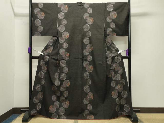 平和屋着物●本場大島紬 9マルキ 毬花文 正絹 逸品 CABB0061gh