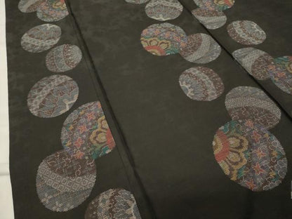 平和屋着物●本場大島紬 9マルキ 毬花文 正絹 逸品 CABB0061gh