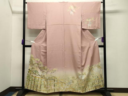 平和屋着物●訪問着 松笹花文 暈し染め 正絹 逸品 CABB0065gh