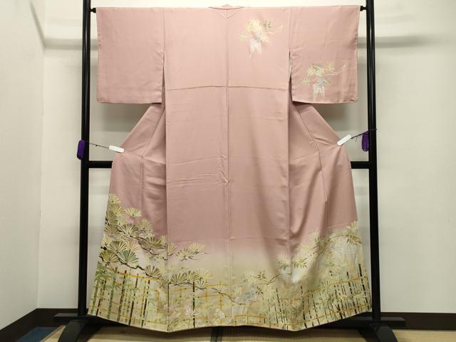 平和屋着物●訪問着 松笹花文 暈し染め 正絹 逸品 CABB0065gh