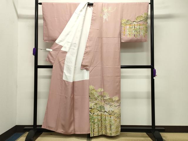 平和屋着物●訪問着 松笹花文 暈し染め 正絹 逸品 CABB0065gh