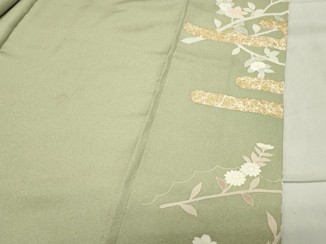 平和屋着物●訪問着 駒刺繍 扇面花文 金彩 正絹 逸品 CABB0068gh