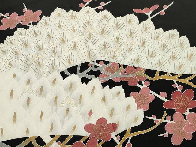 平和屋着物●新匠工芸士会会員 吉田匡廣 黒留袖 刺繍 松梅文 金彩 ロング丈 正絹 逸品 未使用 CABB0070gh
