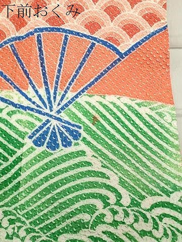 平和屋着物●名門 藤娘きぬたや・総絞り 振袖 エ霞扇面花文 正絹 逸品 CABB0075gh