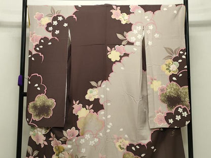 平和屋着物●ファッションブランド hiromichi nakano ヒロミチナカノ 振袖 駒刺繍 舞桜文 金彩 正絹 逸品 CABB0077gh