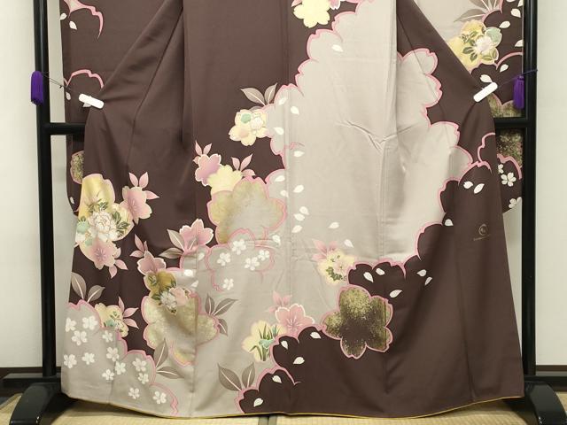 平和屋着物●ファッションブランド hiromichi nakano ヒロミチナカノ 振袖 駒刺繍 舞桜文 金彩 正絹 逸品 CABB0077gh