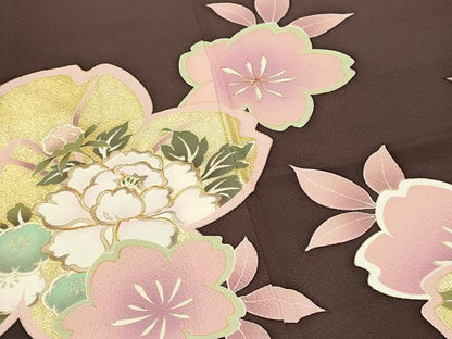 平和屋着物●ファッションブランド hiromichi nakano ヒロミチナカノ 振袖 駒刺繍 舞桜文 金彩 正絹 逸品 CABB0077gh
