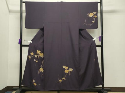平和屋着物●訪問着 作家物 竹屋町刺繍 葡萄蔦の葉文 金彩 正絹 逸品 CABB0078gh