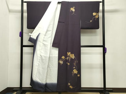 平和屋着物●訪問着 作家物 竹屋町刺繍 葡萄蔦の葉文 金彩 正絹 逸品 CABB0078gh