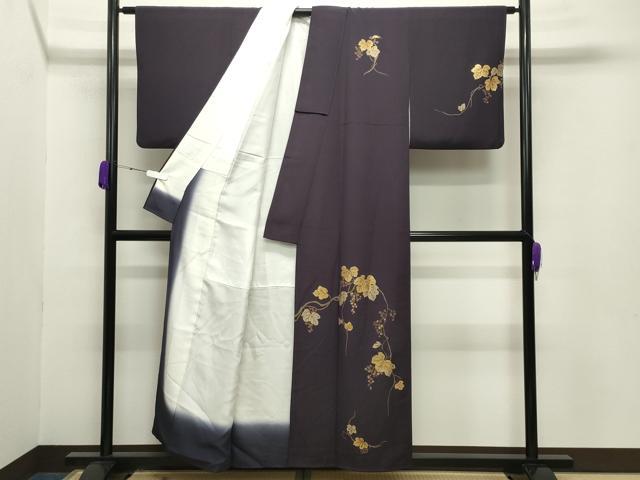 平和屋着物●訪問着 作家物 竹屋町刺繍 葡萄蔦の葉文 金彩 正絹 逸品 CABB0078gh