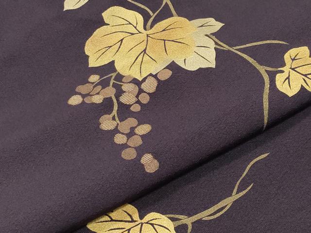 平和屋着物●訪問着 作家物 竹屋町刺繍 葡萄蔦の葉文 金彩 正絹 逸品 CABB0078gh
