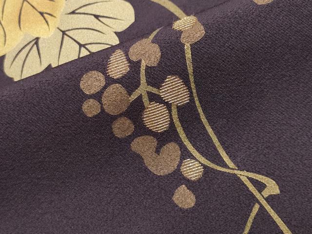 平和屋着物●訪問着 作家物 竹屋町刺繍 葡萄蔦の葉文 金彩 正絹 逸品 CABB0078gh