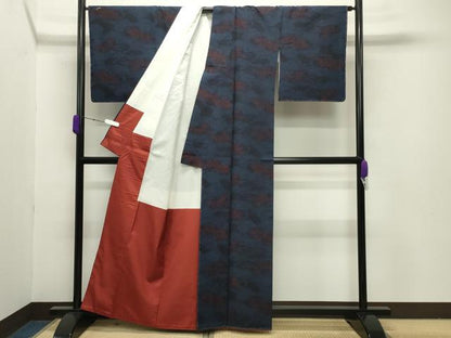 平和屋着物●結城紬 草花文 正絹 逸品 未使用 CABB0080gh