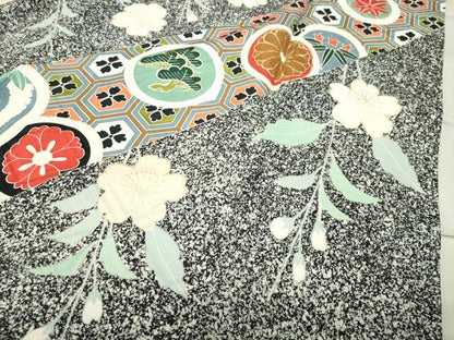 平和屋着物●豪華振袖 駒刺繍 舞花文 金彩 正絹 逸品 CABB0081gh