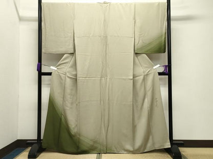 平和屋着物●染色作家 斉藤三才 訪問着 三才鳥 暈し染め 正絹 逸品 CABB0084gh