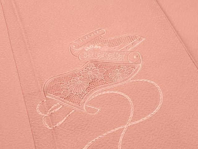 平和屋着物▼中国三大刺繍　スワトウ刺繍　総刺繍　無地絵羽訪問着　絵巻花文　薄紅色　正絹　逸品　CABB0091gh
