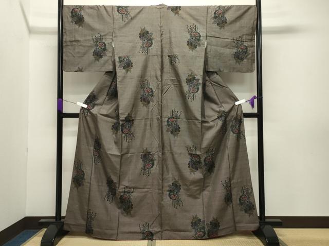 平和屋着物●本場大島紬 9マルキ 雪輪重ね花文 正絹 逸品 CABB0116gh