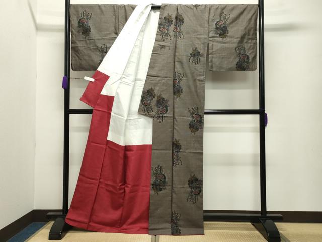 平和屋着物●本場大島紬 9マルキ 雪輪重ね花文 正絹 逸品 CABB0116gh