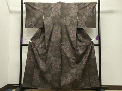 平和屋着物●本場大島紬 9マルキ 草花文 さが美扱い 正絹 逸品 未使用 CABB0117gh