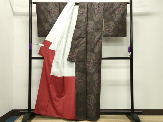 平和屋着物●本場大島紬 9マルキ 草花文 さが美扱い 正絹 逸品 未使用 CABB0117gh