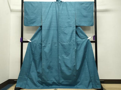 平和屋着物●上質な紬 浅縹色 ロング丈 正絹 逸品 CABB0118gh