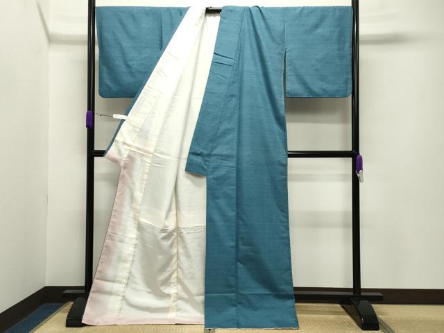 平和屋着物●上質な紬 浅縹色 ロング丈 正絹 逸品 CABB0118gh