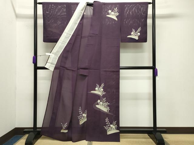 平和屋着物＊夏物 訪問着 絽 籬草花文 銀彩 正絹 逸品 CABB0124gh