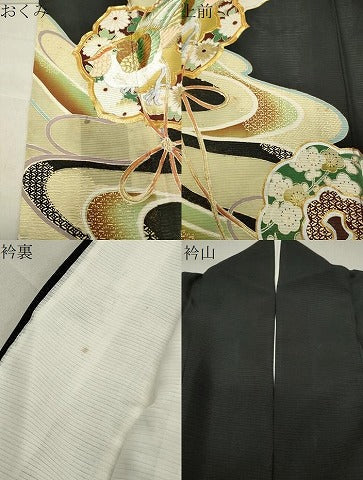 平和屋着物＊夏物 黒留袖 絽 駒刺繍 鳳凰鏡裏花文 金彩 正絹 逸品 CABB0125gh