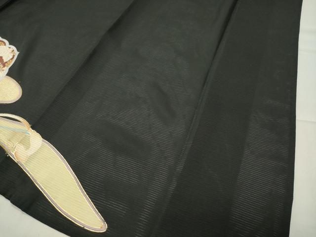 平和屋着物＊夏物 黒留袖 絽 駒刺繍 鳳凰鏡裏花文 金彩 正絹 逸品 CABB0125gh