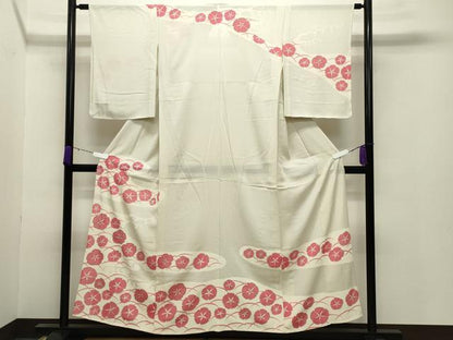 平和屋着物＊夏物 訪問着 絽 駒刺繍 立波花文 銀彩 正絹 逸品 未使用 CABB0127gh