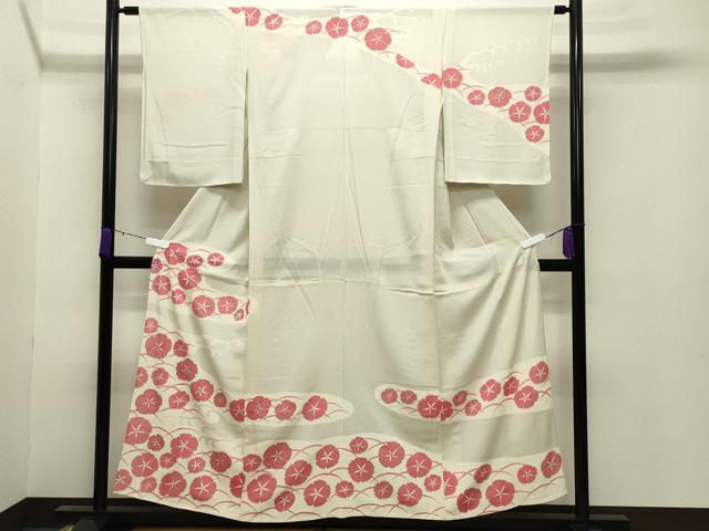 平和屋着物＊夏物 訪問着 絽 駒刺繍 立波花文 銀彩 正絹 逸品 未使用 CABB0127gh