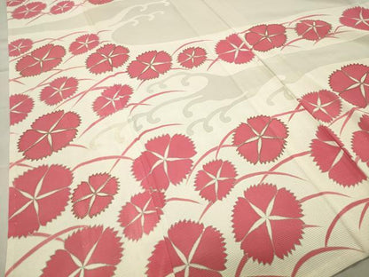 平和屋着物＊夏物 訪問着 絽 駒刺繍 立波花文 銀彩 正絹 逸品 未使用 CABB0127gh