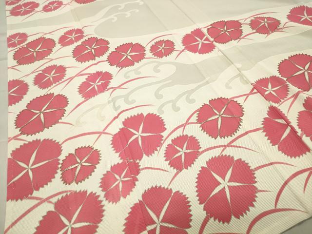 平和屋着物＊夏物 訪問着 絽 駒刺繍 立波花文 銀彩 正絹 逸品 未使用 CABB0127gh