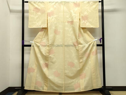 平和屋着物＊夏物 小紋 紗 草花文 正絹 逸品 未使用 CABB0128gh