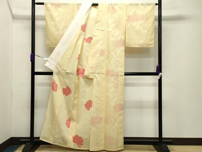 平和屋着物＊夏物 小紋 紗 草花文 正絹 逸品 未使用 CABB0128gh