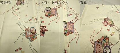 平和屋着物＊夏物 小紋 絽 御所車花文 金彩 正絹 逸品 未使用 CABB0132gh