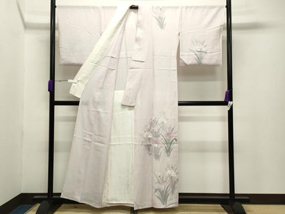 平和屋着物＊夏物 訪問着 絽 手描き 杜若 正絹 逸品 CABB0135gh