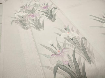 平和屋着物＊夏物 訪問着 絽 手描き 杜若 正絹 逸品 CABB0135gh