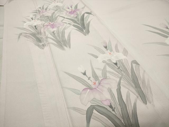 平和屋着物＊夏物 訪問着 絽 手描き 杜若 正絹 逸品 CABB0135gh