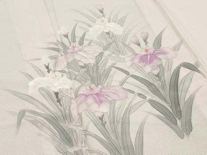 平和屋着物＊夏物 訪問着 絽 手描き 杜若 正絹 逸品 CABB0135gh