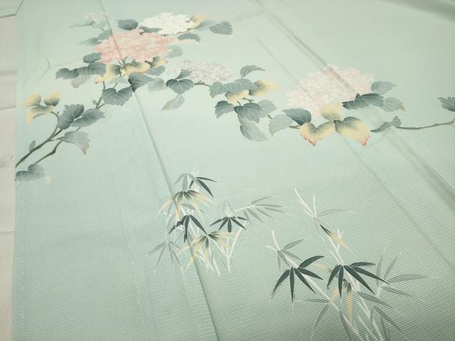 平和屋着物＊夏物 訪問着 絽 友禅 紫陽花 正絹 逸品 未使用 CABB0136gh
