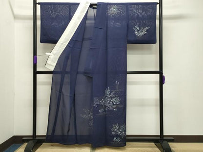 平和屋着物＊夏物 訪問着 絽 手描き 草花文 金彩 正絹 逸品 CABB0141gh