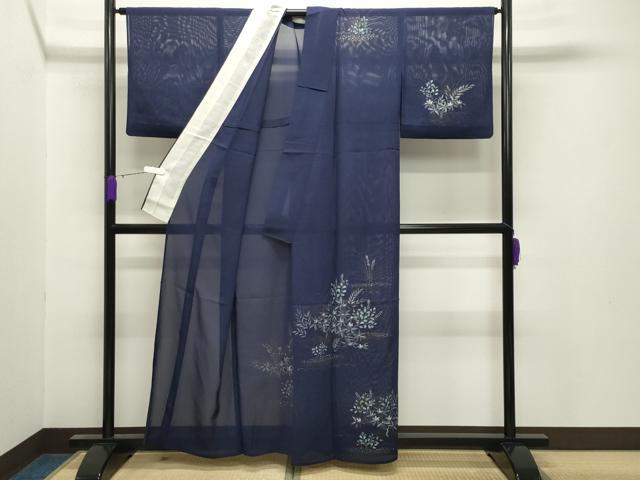 平和屋着物＊夏物 訪問着 絽 手描き 草花文 金彩 正絹 逸品 CABB0141gh