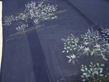 平和屋着物＊夏物 訪問着 絽 手描き 草花文 金彩 正絹 逸品 CABB0141gh