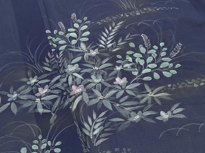 平和屋着物＊夏物 訪問着 絽 手描き 草花文 金彩 正絹 逸品 CABB0141gh