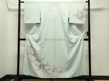 平和屋着物＊夏物 訪問着 絽 手描き 草花文 暈し染め 正絹 逸品 CABB0143gh