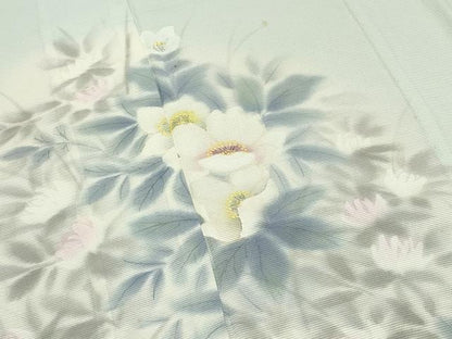 平和屋着物＊夏物 訪問着 絽 手描き 草花文 暈し染め 正絹 逸品 CABB0143gh